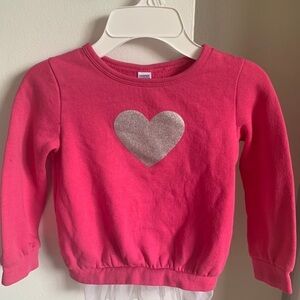 Harper Canyon girls pink glitter heart long sleeve top size 5